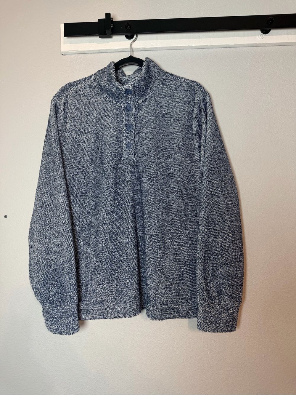Eddie Bauer Women's Sherpa Pullover Sweatshirt Size XL Dusty Blue Cozy